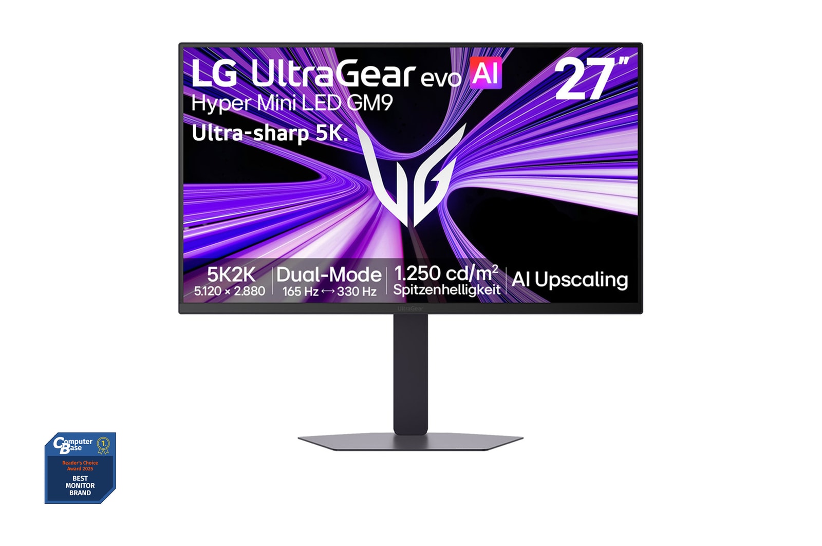 Vorderseite von 27 Zoll UltraGear evo GM9, Hyper Mini LED 5K Gaming-Monitor 27GM950B-B